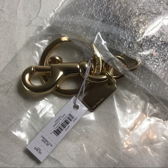 πNWT COACH Bumble Bee Signature Mirror Bag Tote Charm Key Chain MFSRP68. C8622. - Picture 12 of 15